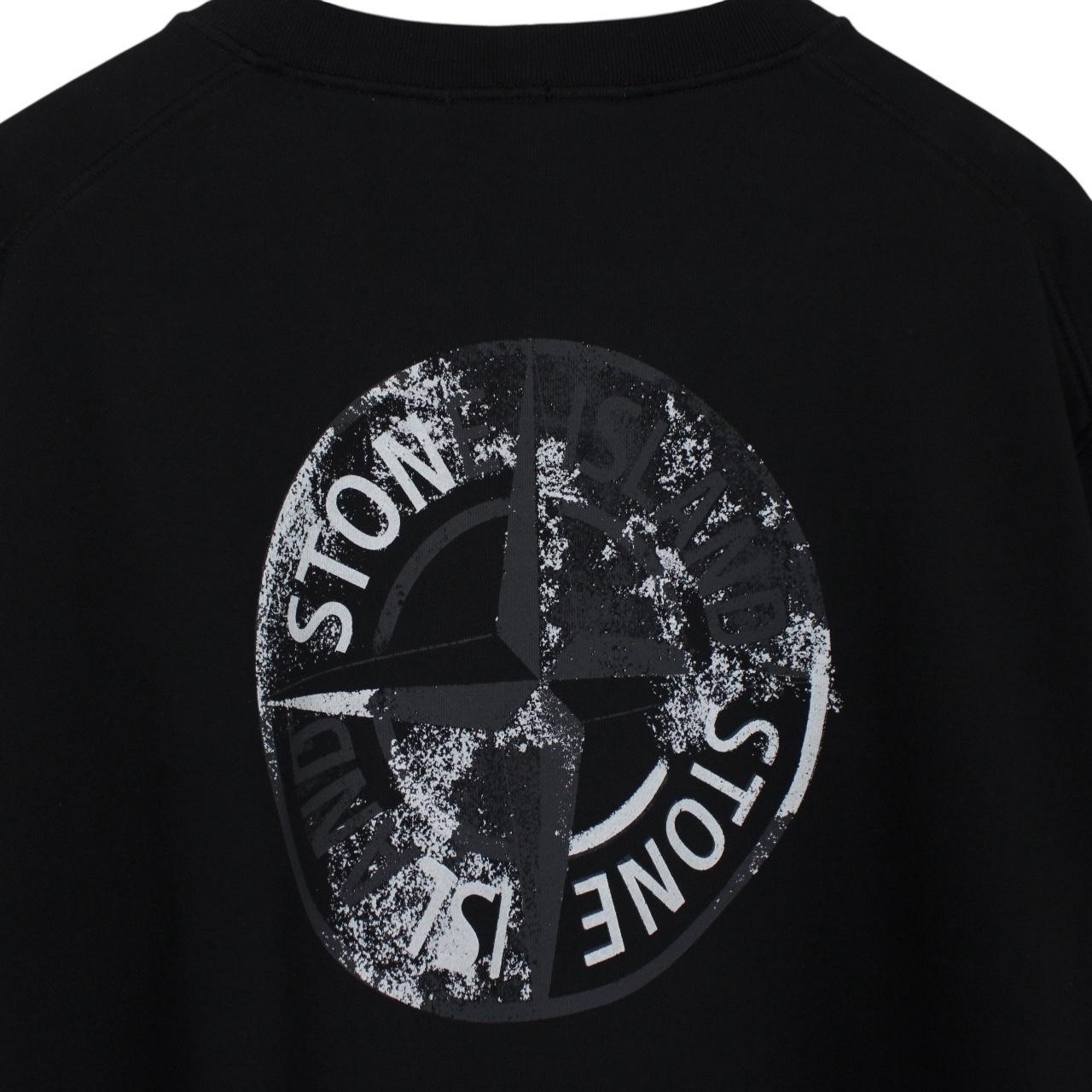 Stone Island AW 2024 Black and Grey Dial Logo Cotton Sweatshirt Jumper