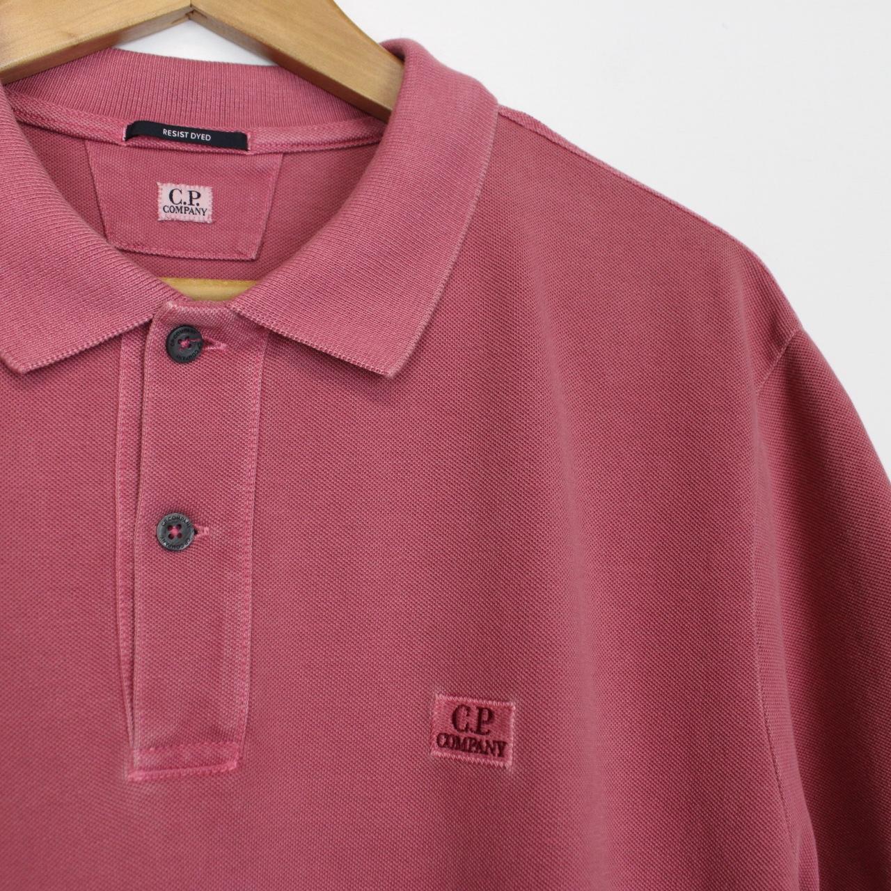 CP Company Red Bud Short Sleeve Resist Dyed Tacting Piquet Polo Shirt