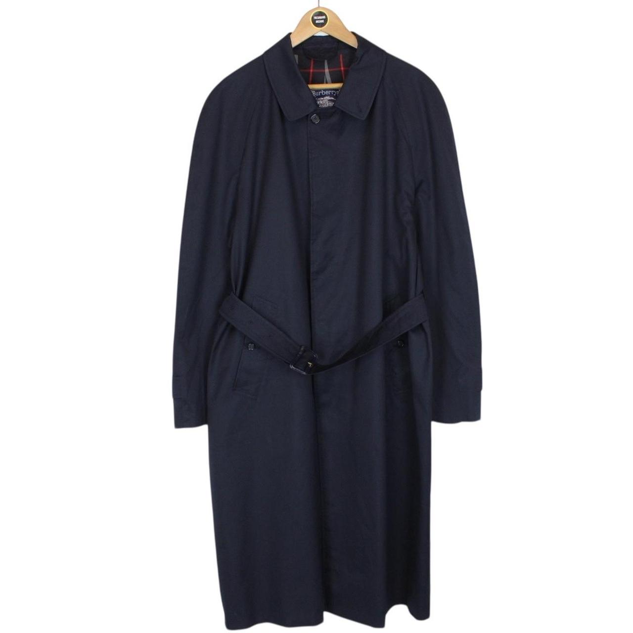 Vintage 90s Burberry Navy Blue Belted Single Breasted Trench Coat