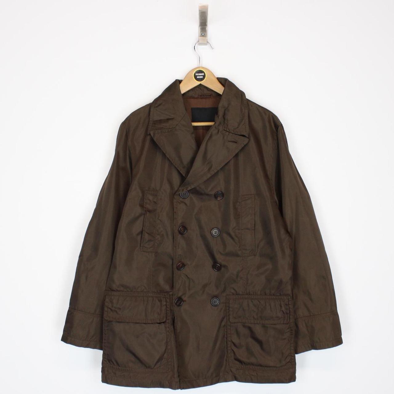 Prada Brown Nylon Double Breasted Trench Coat