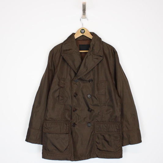 Prada Brown Nylon Double Breasted Trench Coat