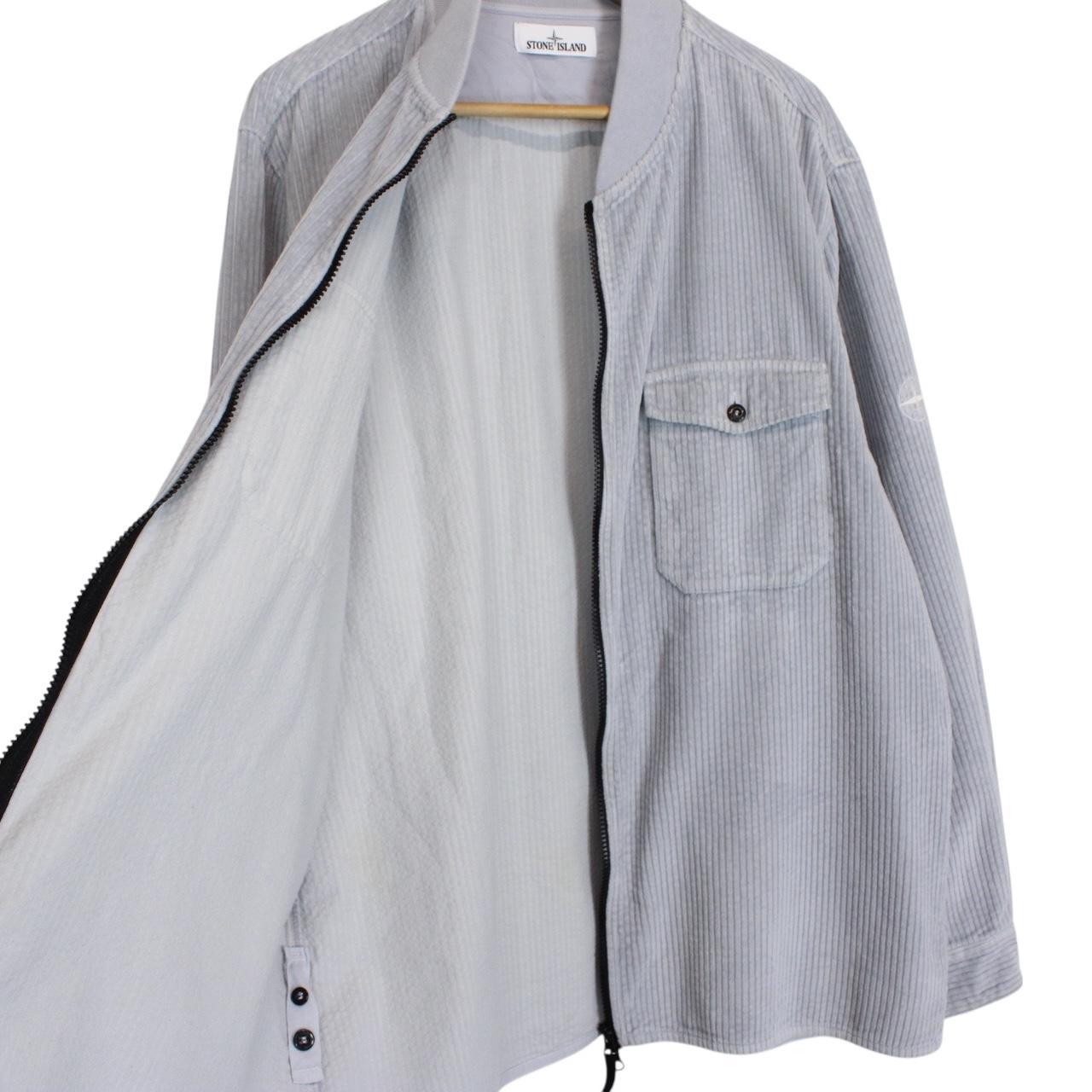 Stone Island AW 2021 Blue Jumbo Corduroy Full Zip Overshirt Jacket