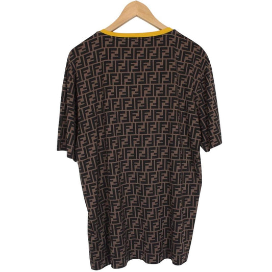 Fendi Brown and Black FF Zucca Monogram Cotton Short Sleeve T-Shirt
