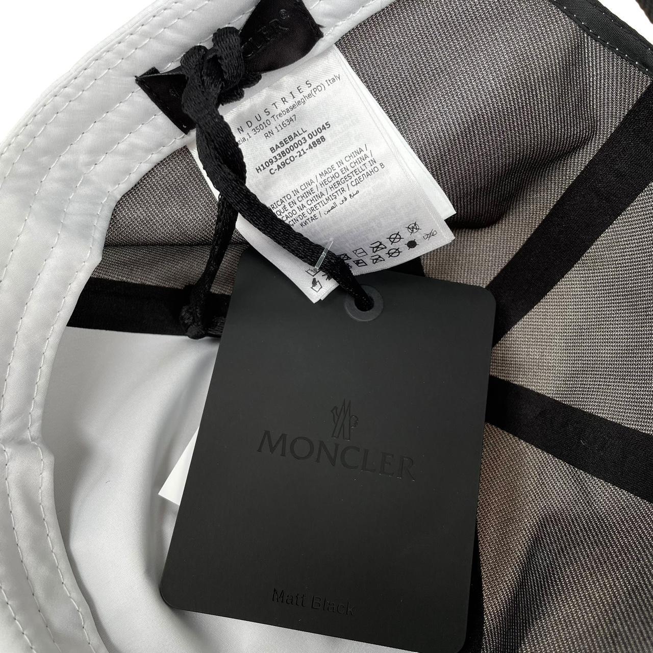 Moncler White and Black Logo Print Baseball Cap