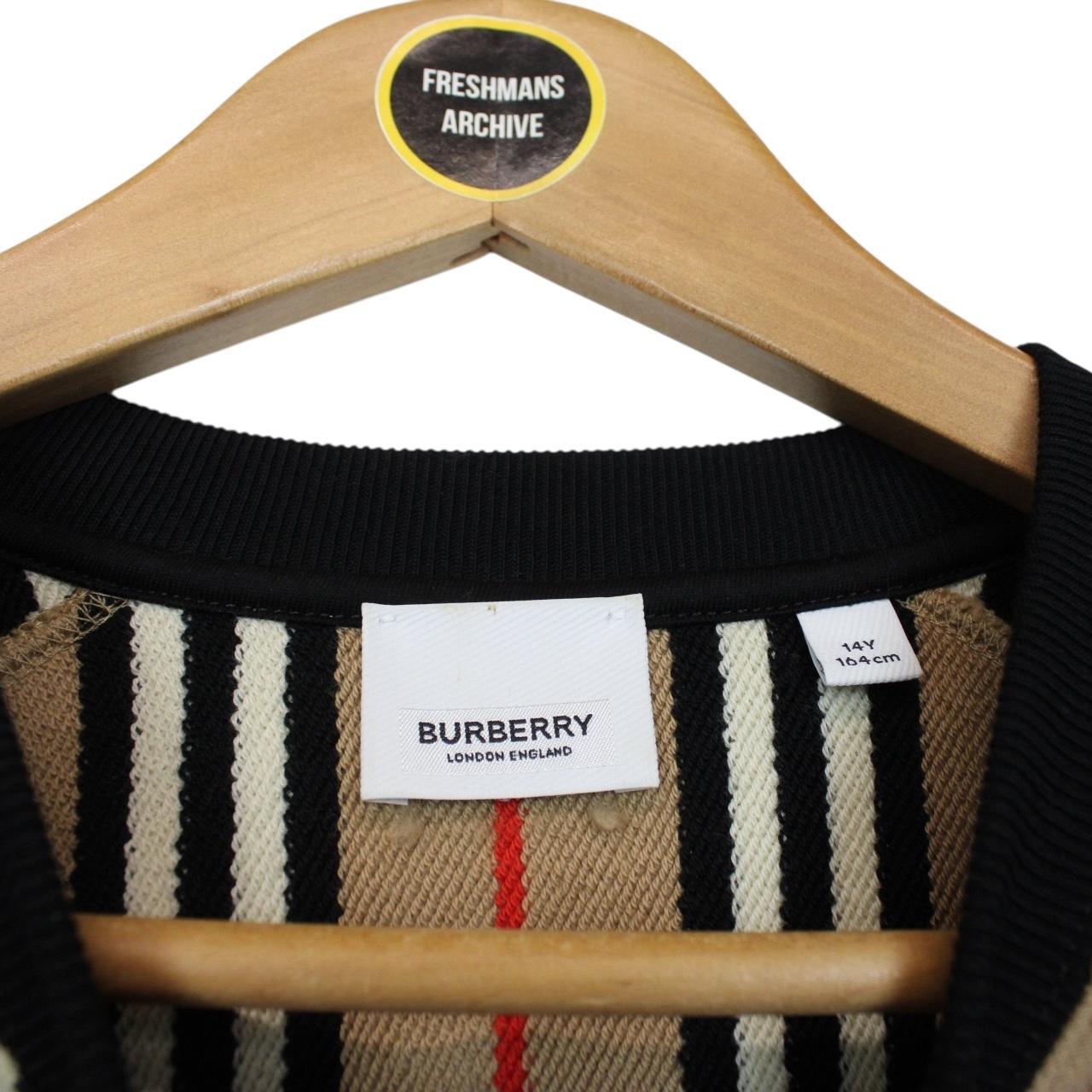 Burberry Tan Brown and Black Nova Icon Stripe Cotton Sweatshirt Jumper