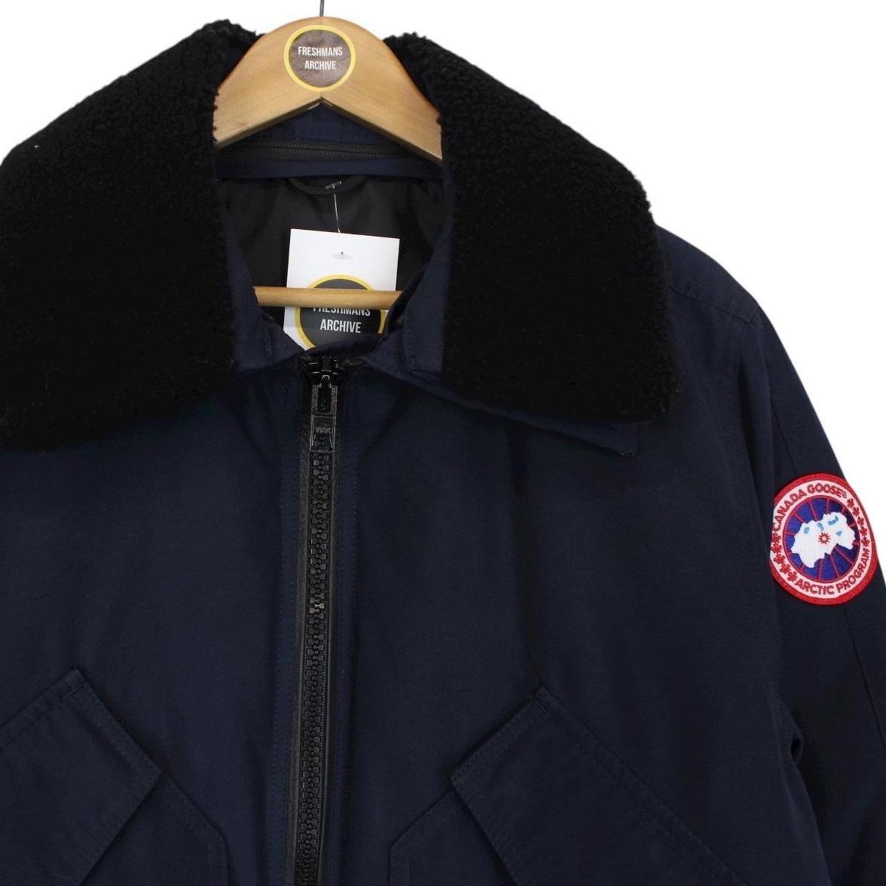 Canada Goose Navy Blue Bromley Bomber Down Jacket with Fur Trim