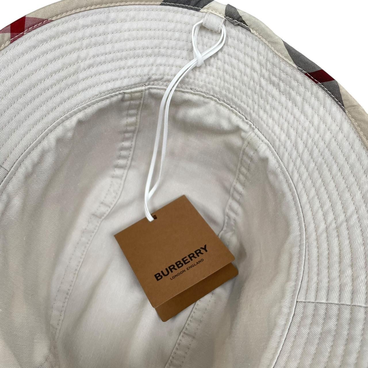 Burberry Beige and Cream Nova Check Reversible Nylon Bucket Hat