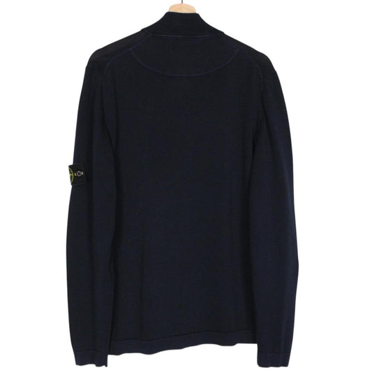 Stone Island SS 2020 Navy Blue Cotton Micro Stitch Full Zip Jumper
