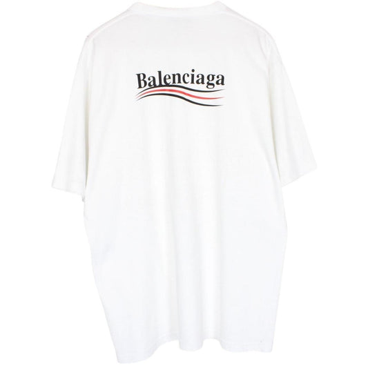 Balenciaga White Political Campaign Logo Short Sleeve Cotton T-Shirt