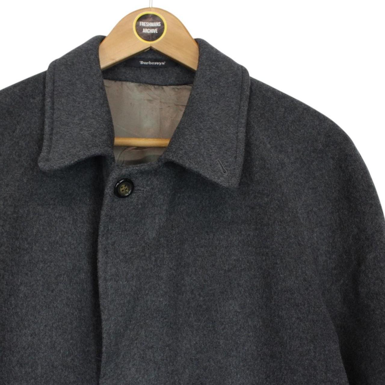 Vintage 90s Burberry Grey Virgin Wool Overcoat