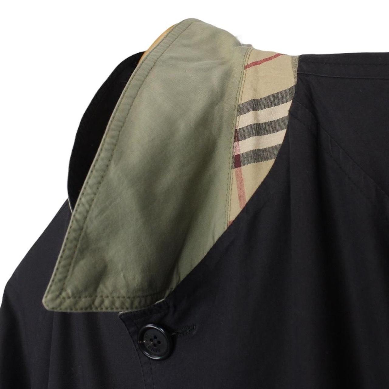 Burberry London Navy Blue and Khaki Green Reversible Single Breasted Trench Coat