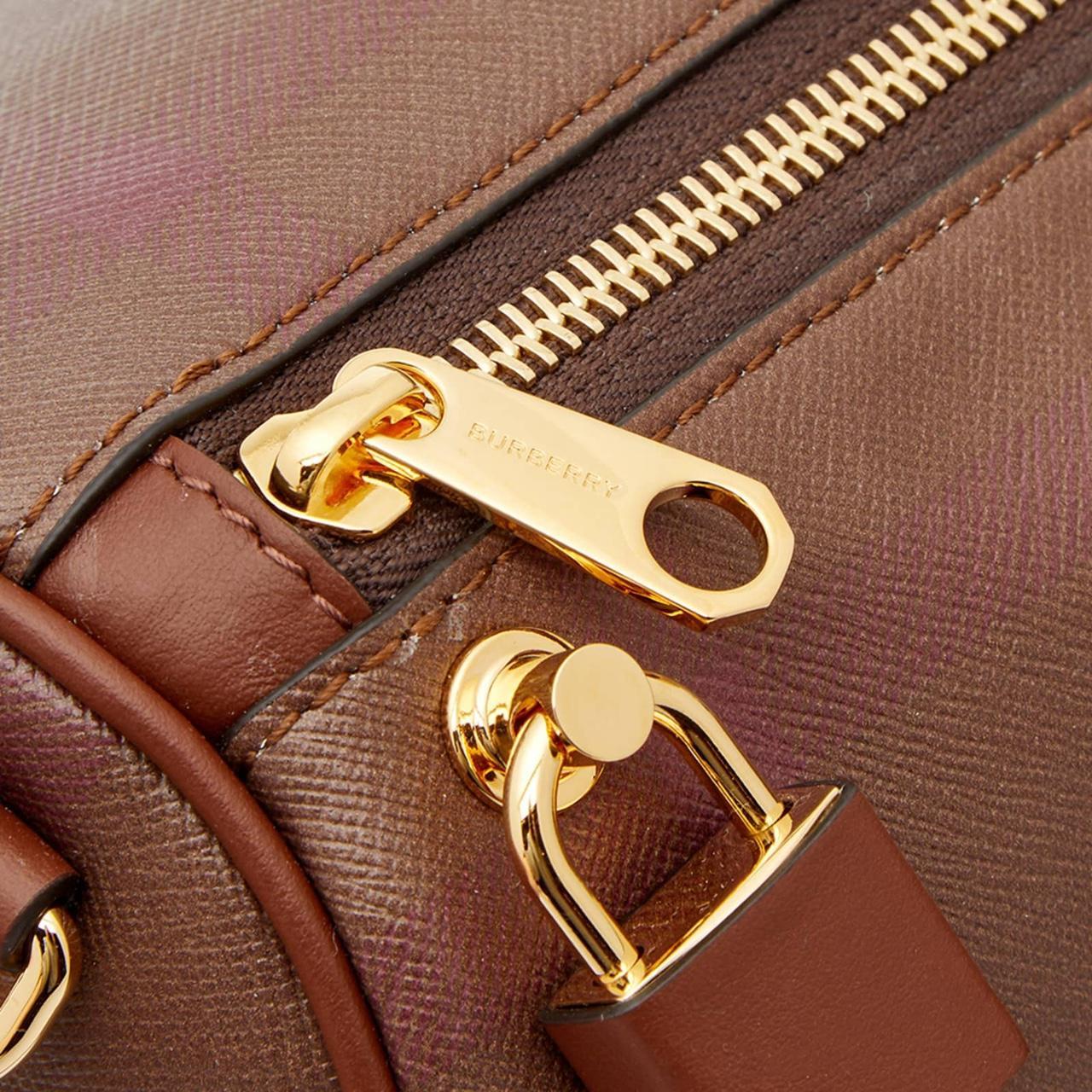 Burberry Dark Birch Brown Medium Nova Check Bowling Bag