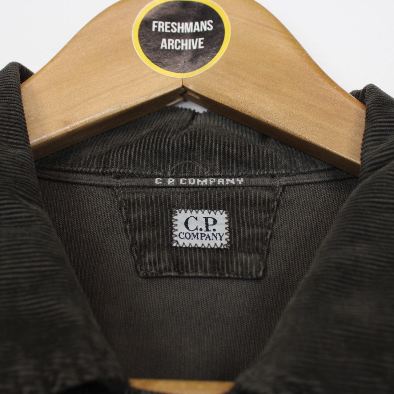 CP Company Olive Green Button Up Lens Corduroy Overshirt