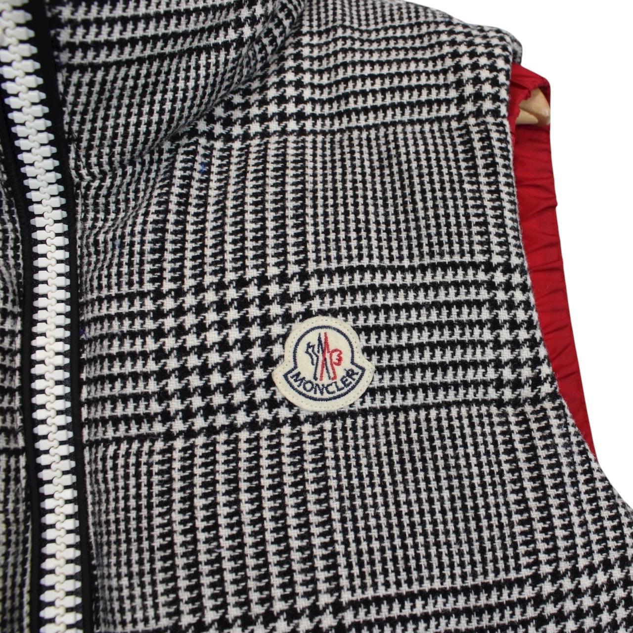 Moncler Black and White Check Jeremie Wool Knit Down Gilet / Bodywarmer Jacket