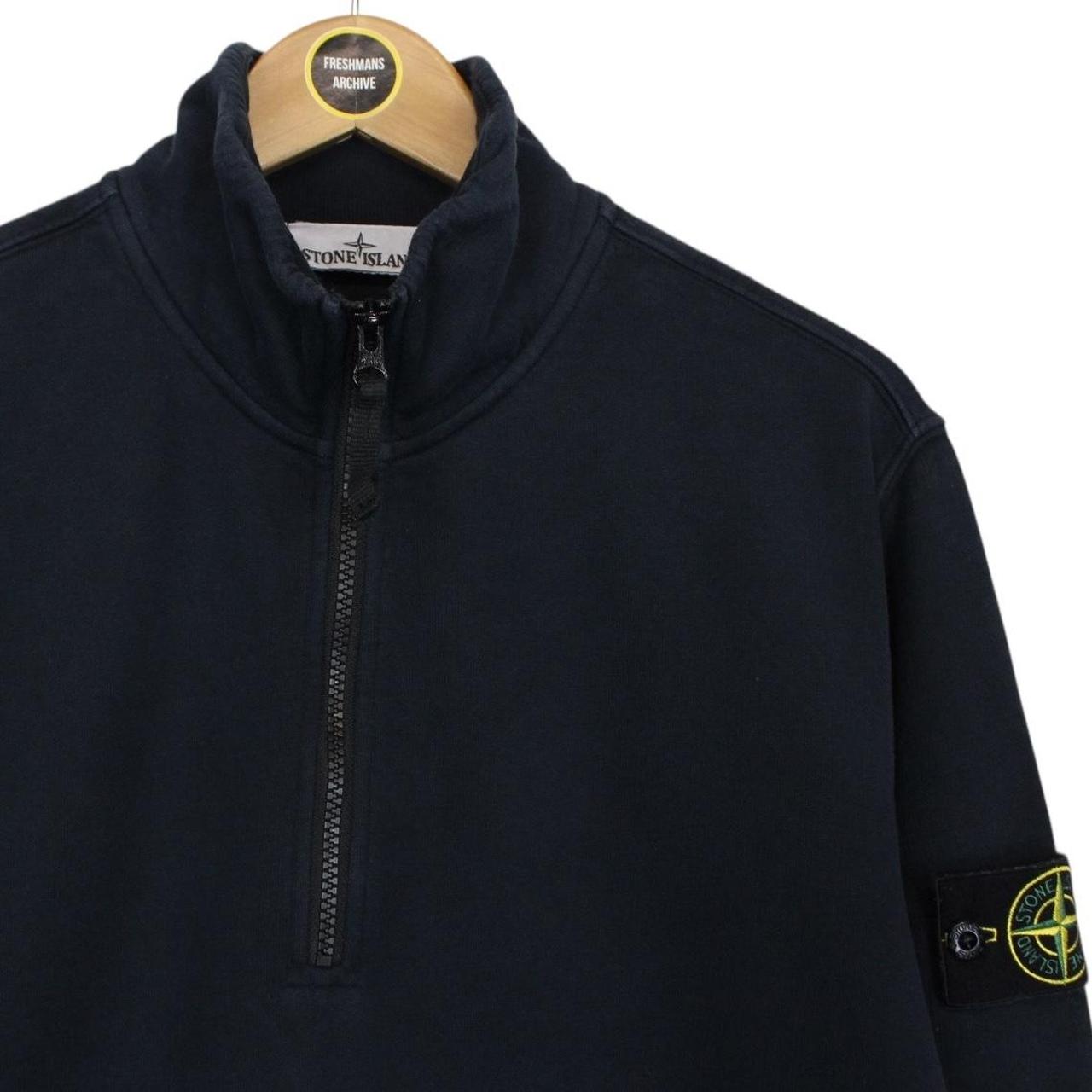 Stone Island AW 2023 Navy Blue 1/4 Zip Cotton Sweatshirt Jumper