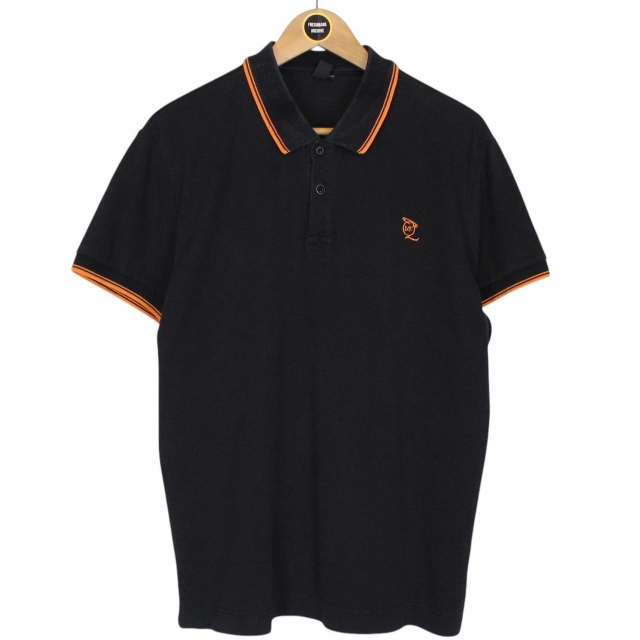 Alexander McQueen Black and Orange Short Sleeve Cotton Polo Shirt