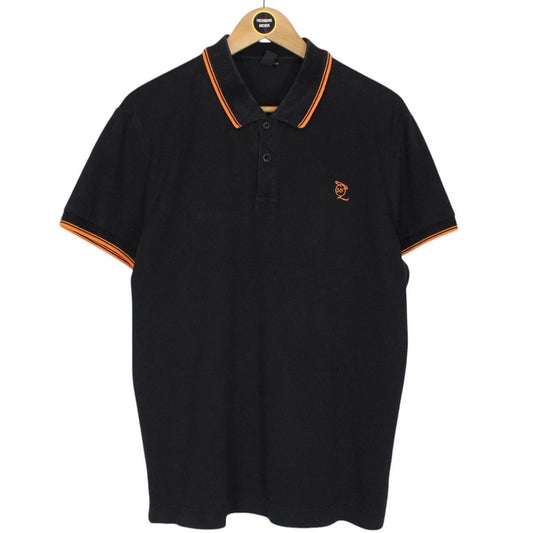 Alexander McQueen Black and Orange Short Sleeve Cotton Polo Shirt
