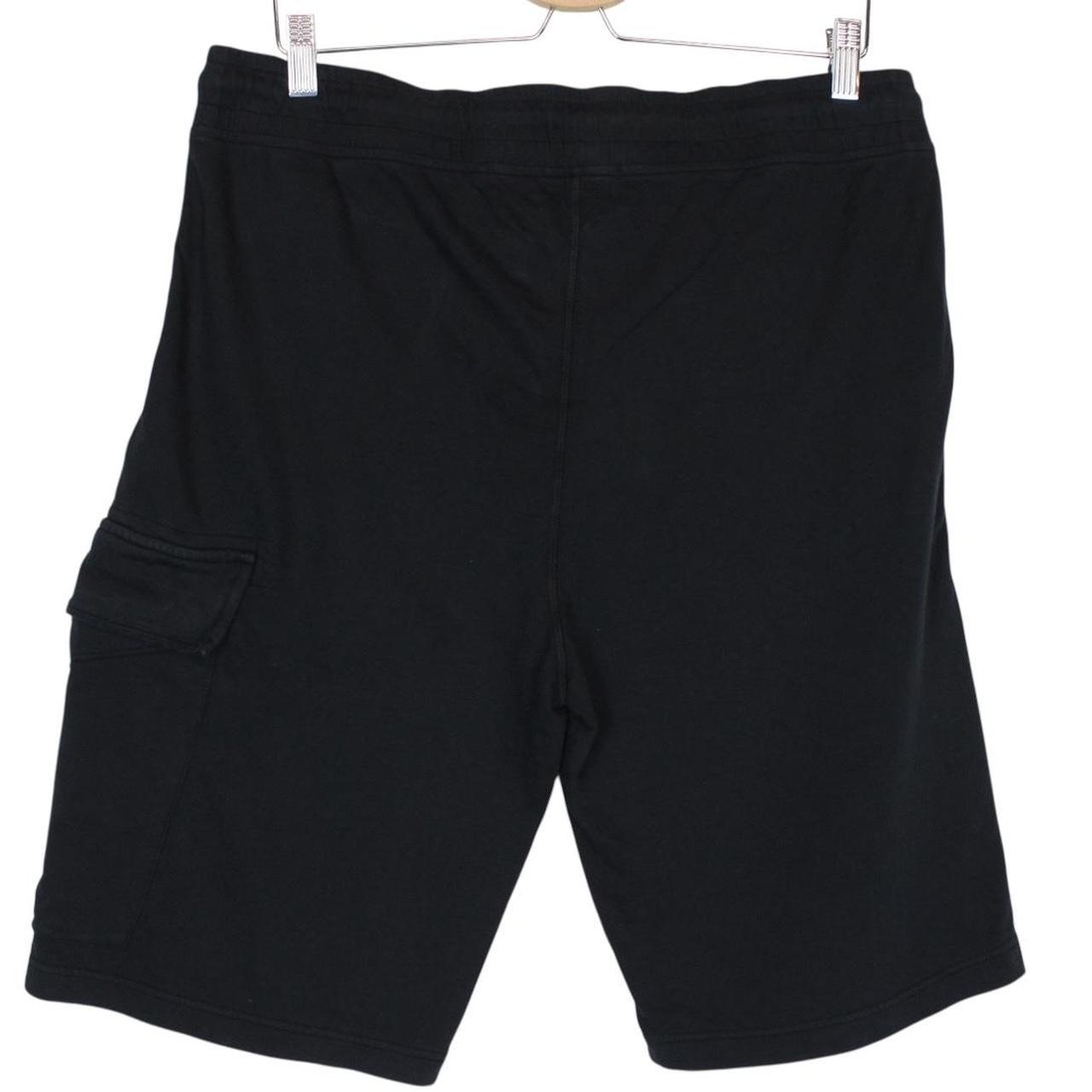 CP Company Black Cotton Micro Lens Fleece Jogger Shorts