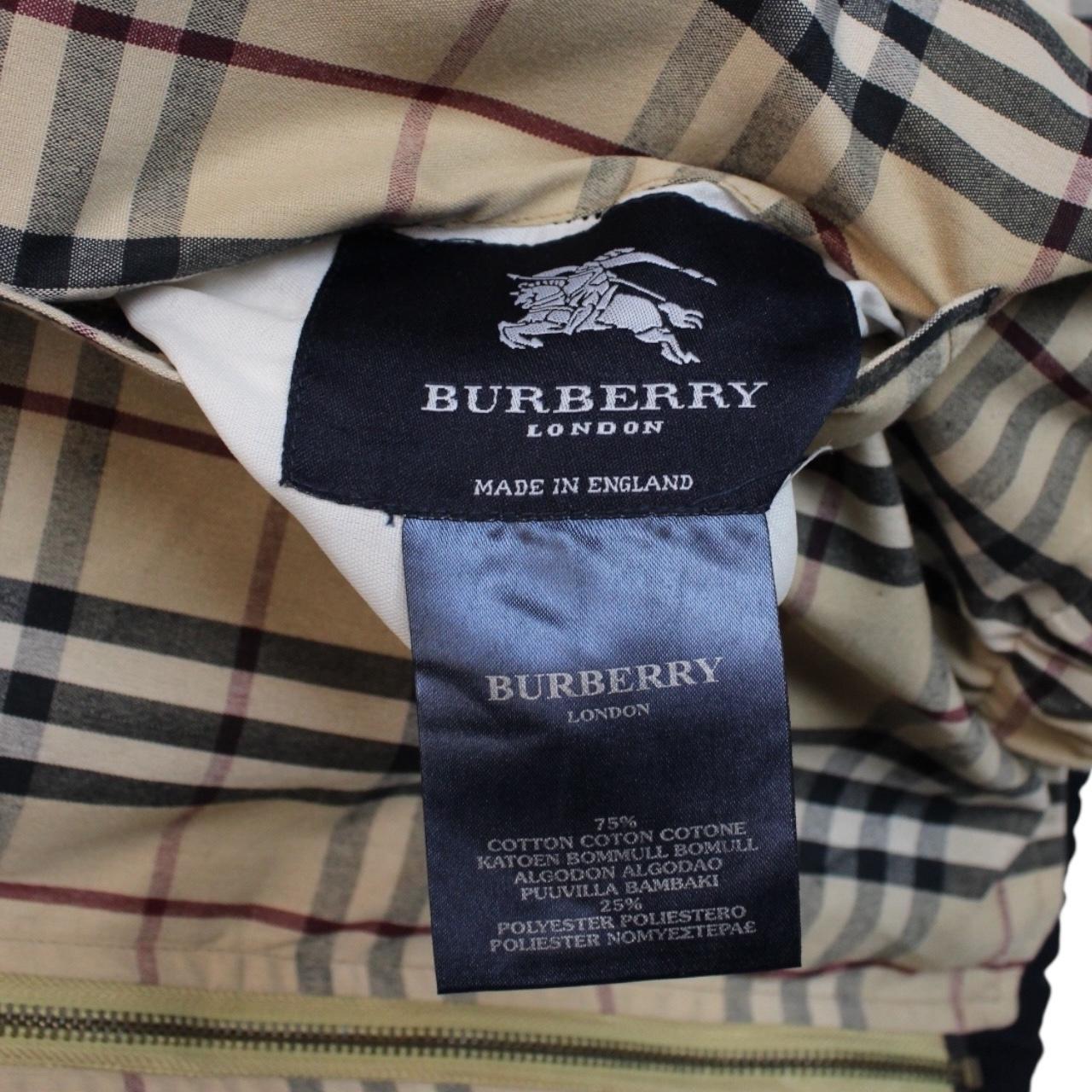 Vintage Burberry London Navy Blue and Tan Brown Nova Check Reversible Harrington