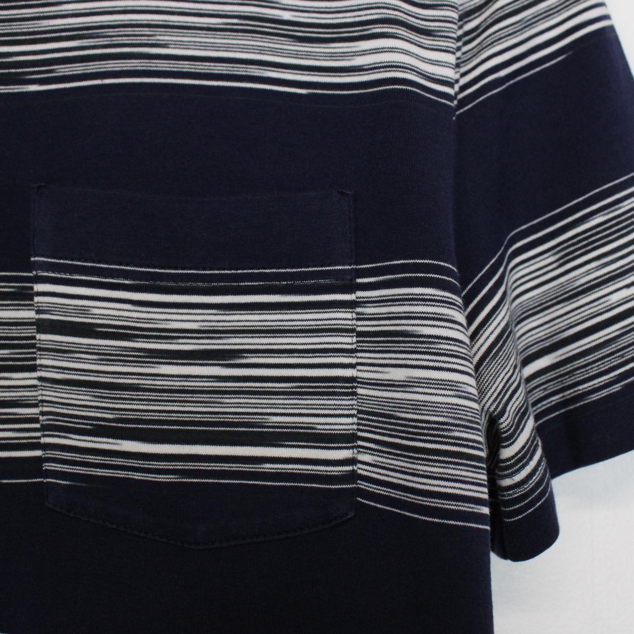 Missoni Navy Blue and White Striped Short Sleeve Cotton T-Shirt