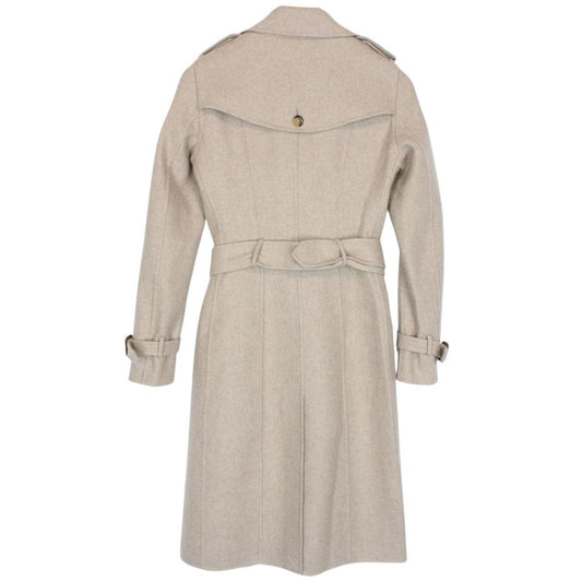 Burberry Prorsum Beige Double Breasted Belted Cashmere Trench Coat