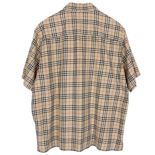 Vintage 00s Burberry London Tan Brown Nova Check Short Sleeve Cotton Shirt