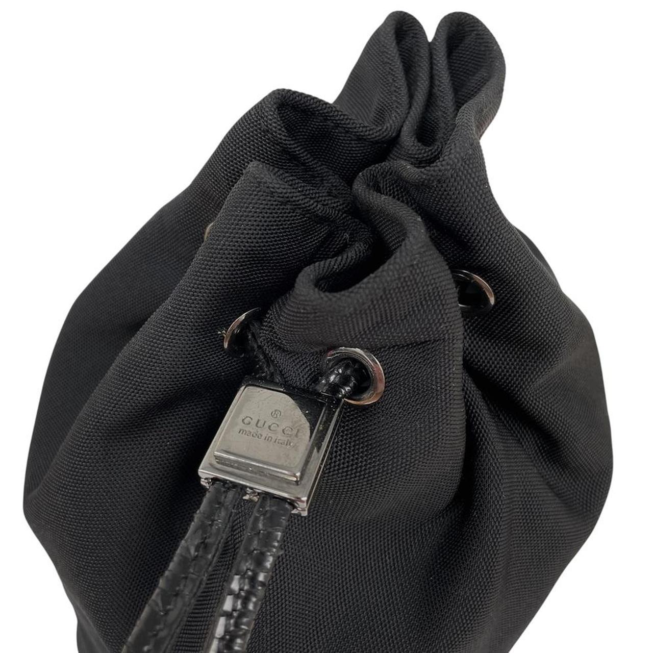 Gucci Black Nylon Canvas Drawstring Clutch Bag