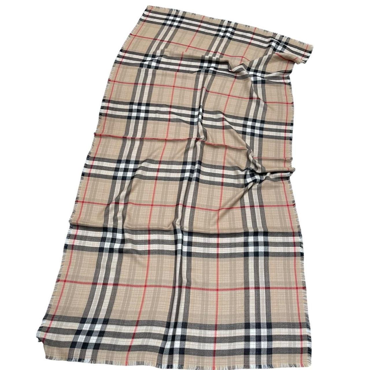 Burberry Beige and Blue Reversible Giant Nova Check Cashmere Shawl