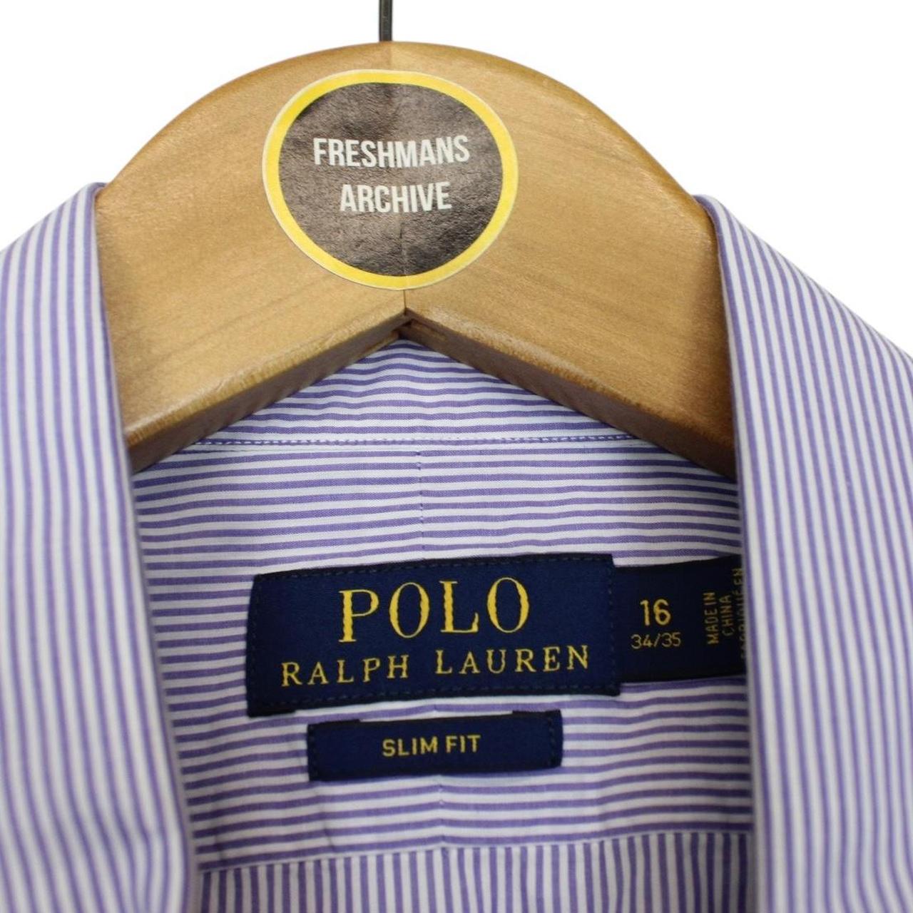 Polo Ralph Lauren Purple and White Striped Long Sleeve Cotton Shirt