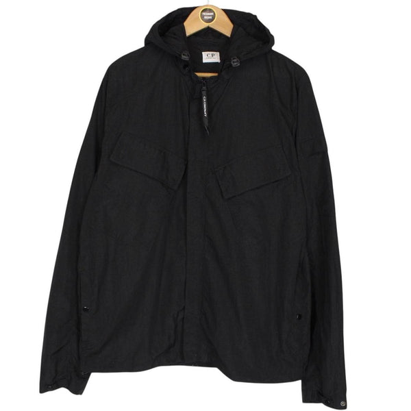CP Company Black Full Zip Chrome Nylon Garment Dyed Goggle Jacket