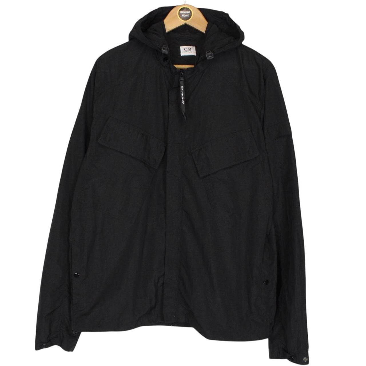 CP Company Black Full Zip Chrome Nylon Garment Dyed Goggle Jacket