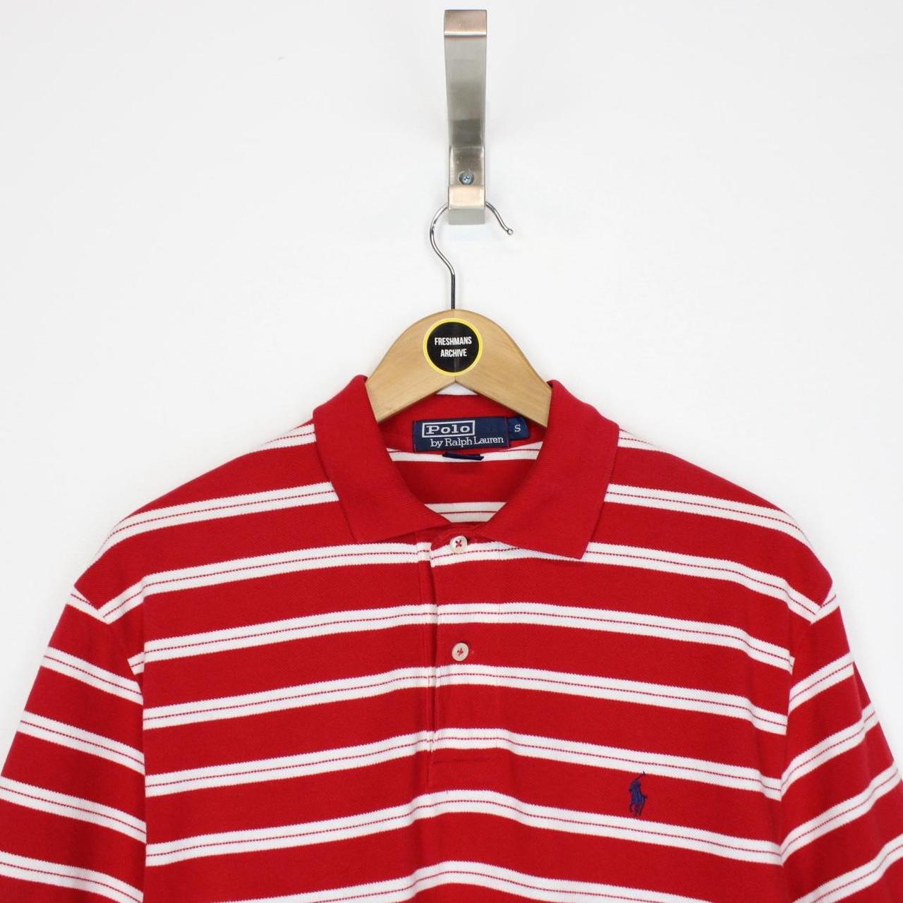 Polo Ralph Lauren Red and White Striped Short Sleeve Cotton Polo Shirt