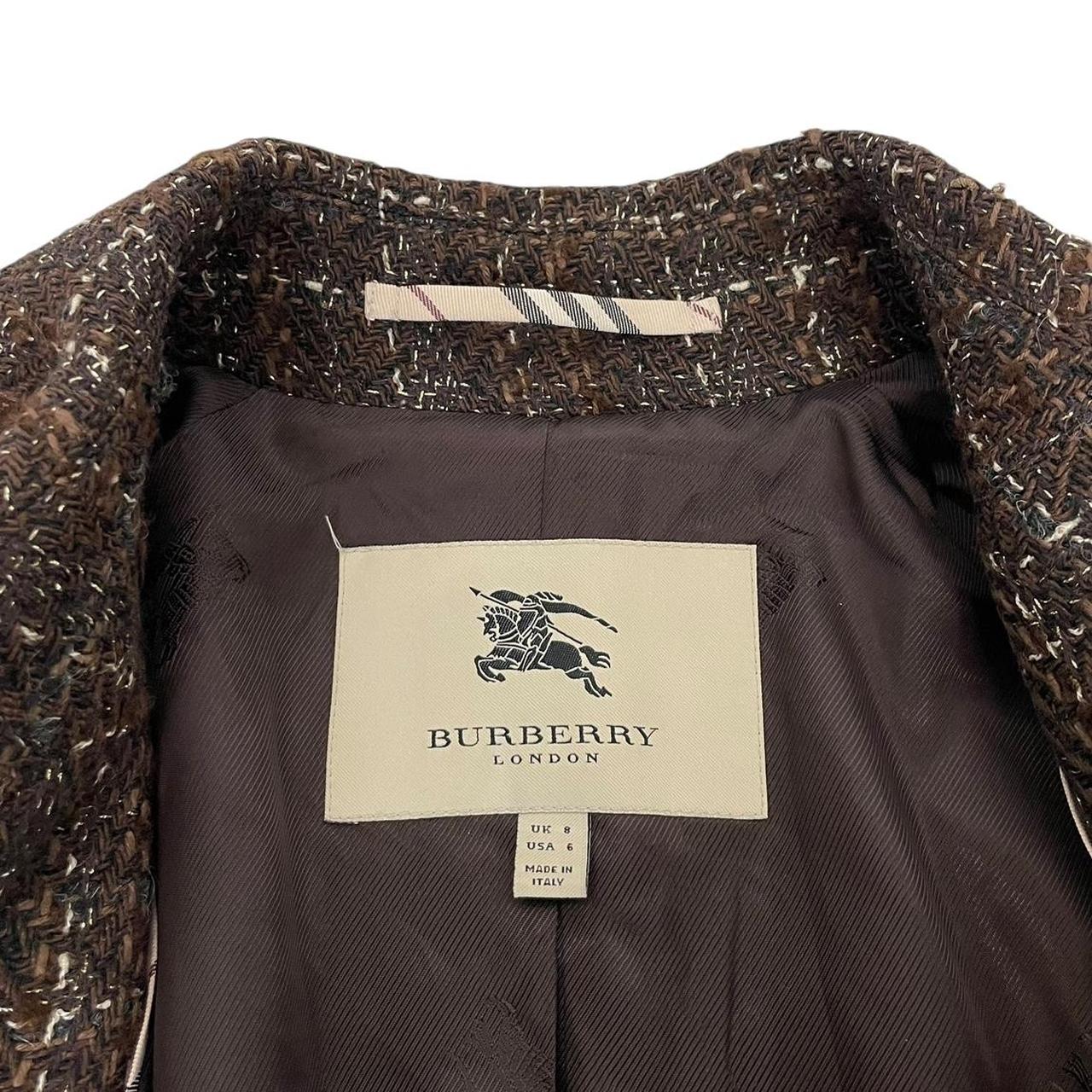 Burberry London Brown Tweed Wool Double Breasted Belted Coat