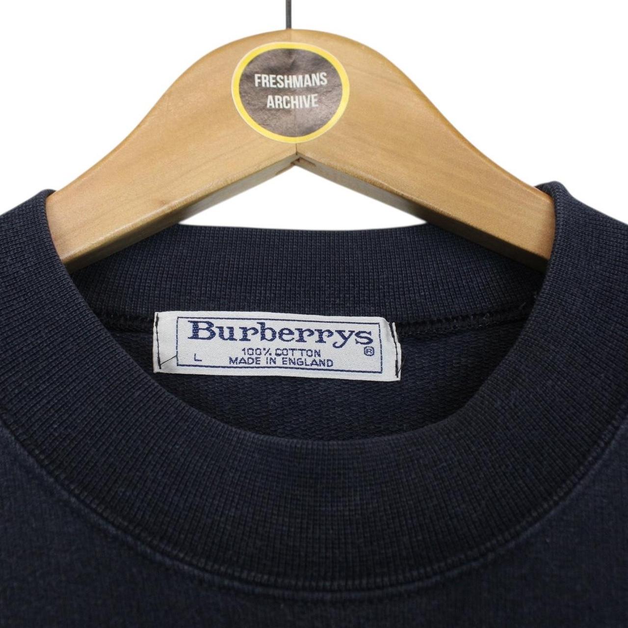 Vintage 90s Burberry Navy Blue Logo Embroidered Sweatshirt Jumper