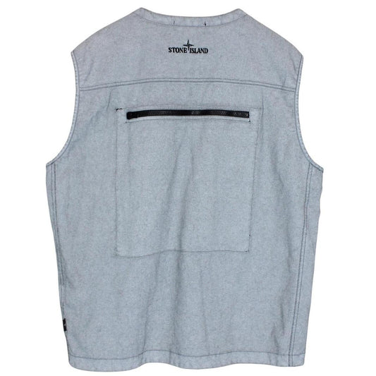 Stone Island SS 2019 Felpa Placcata Blue Multi Pocket Cotton Vest