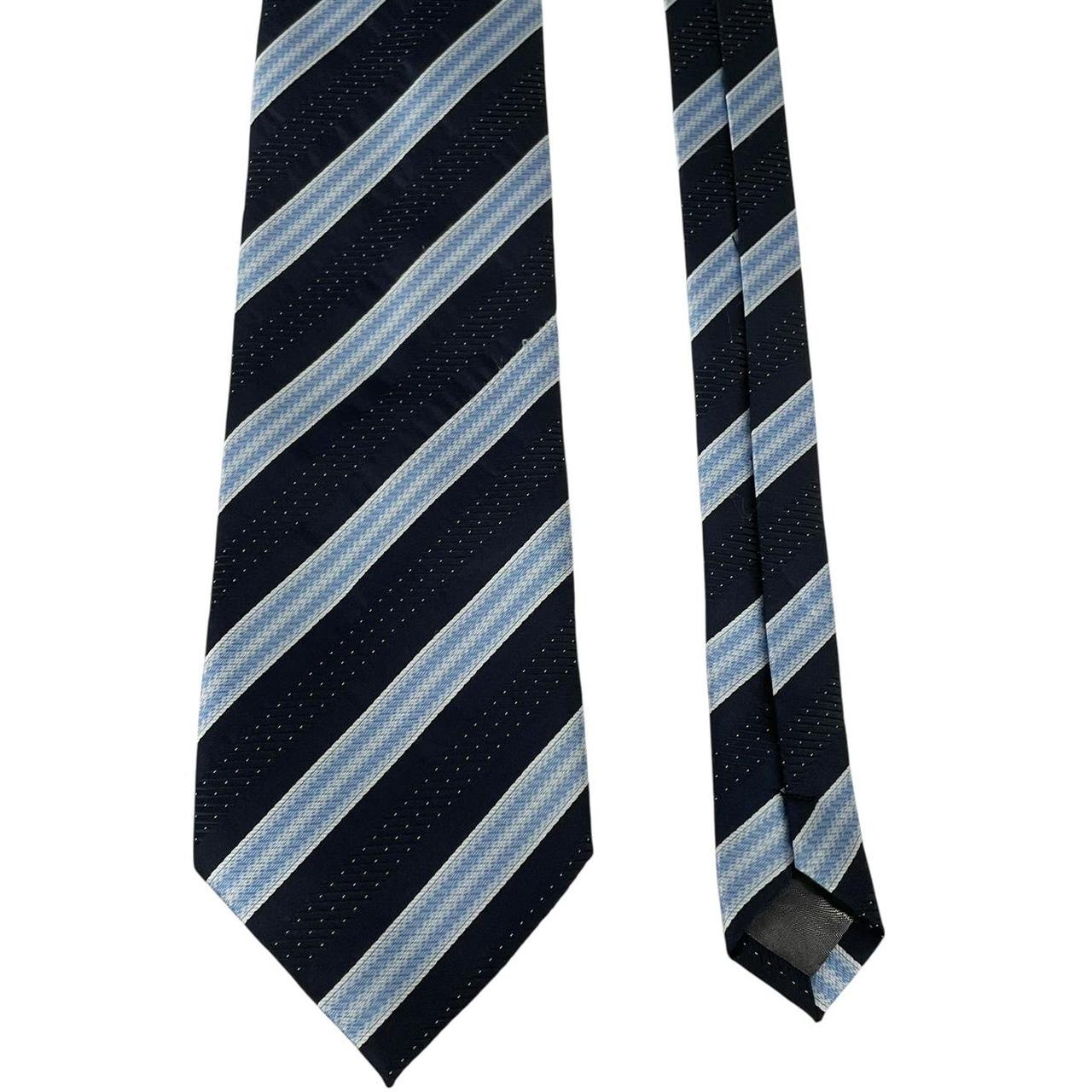 Vintage Hugo Boss Navy and Blue Striped Silk Tie