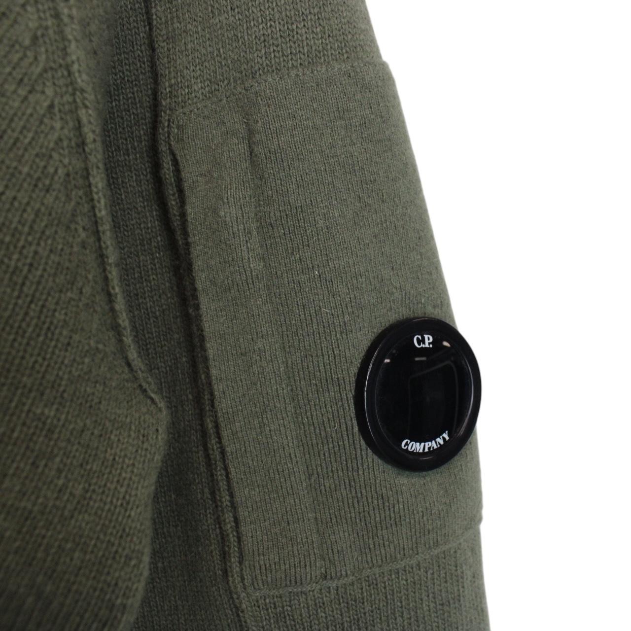 CP Company Green Wool/Nylon Knit Goggle Sweatshirt Jumper