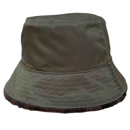 Burberry Green and Brown Fleece Reversible Nova Check Bucket Hat