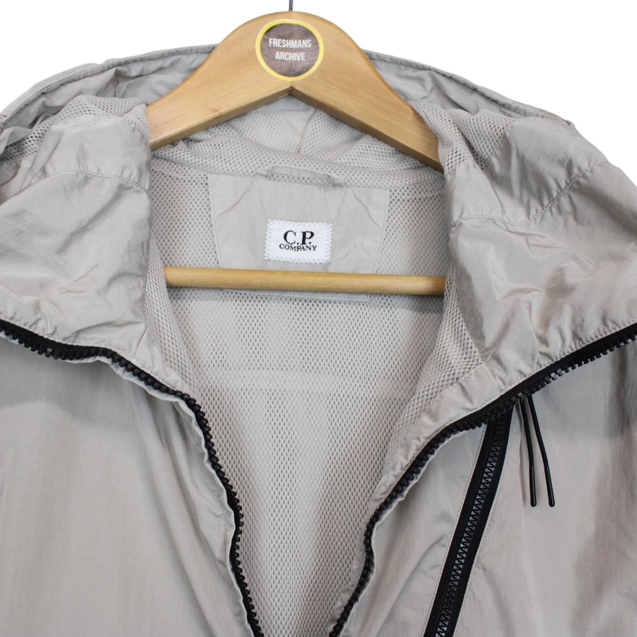 CP Company Grey Chrome Nylon 1/4 Zip Pullover Hooded Smock Jacket