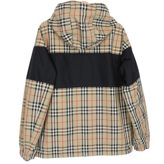 Burberry Shropshire Tan Brown and Red Full Zip Nova Check Reversible Hooded