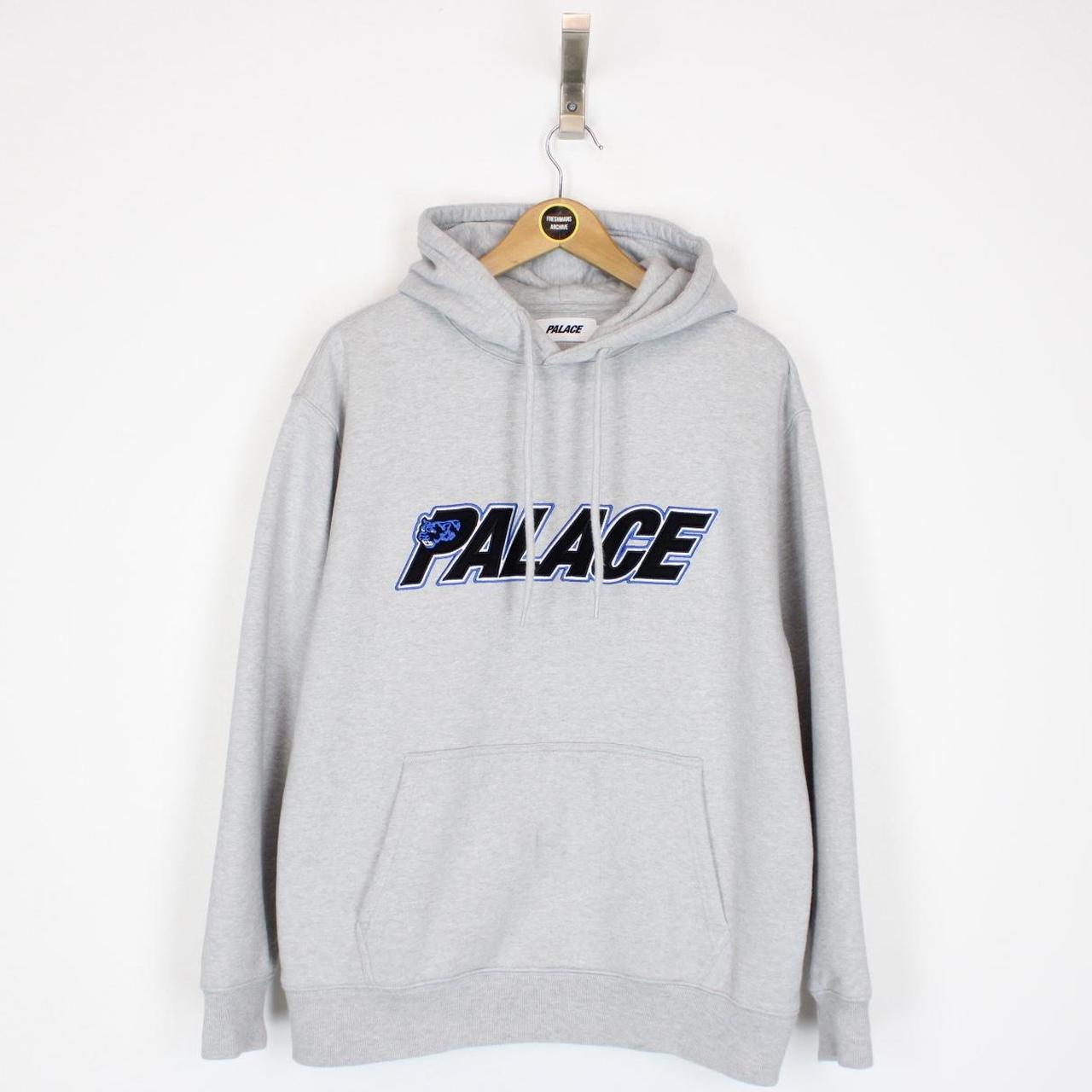 Palace 2023 Marl Grey Panther Embroidered Logo Hoodie Jumper