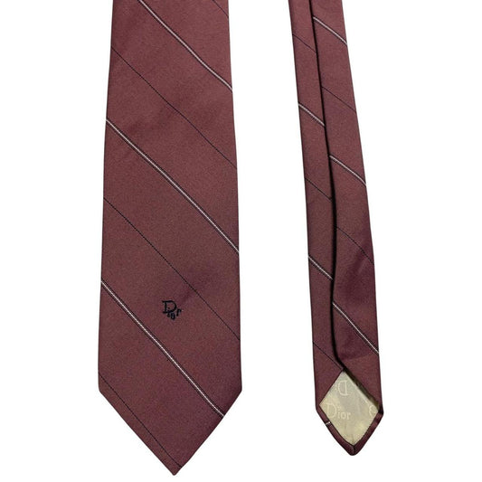 Vintage Christian Dior Burgundy Logo Polyester/Silk Tie