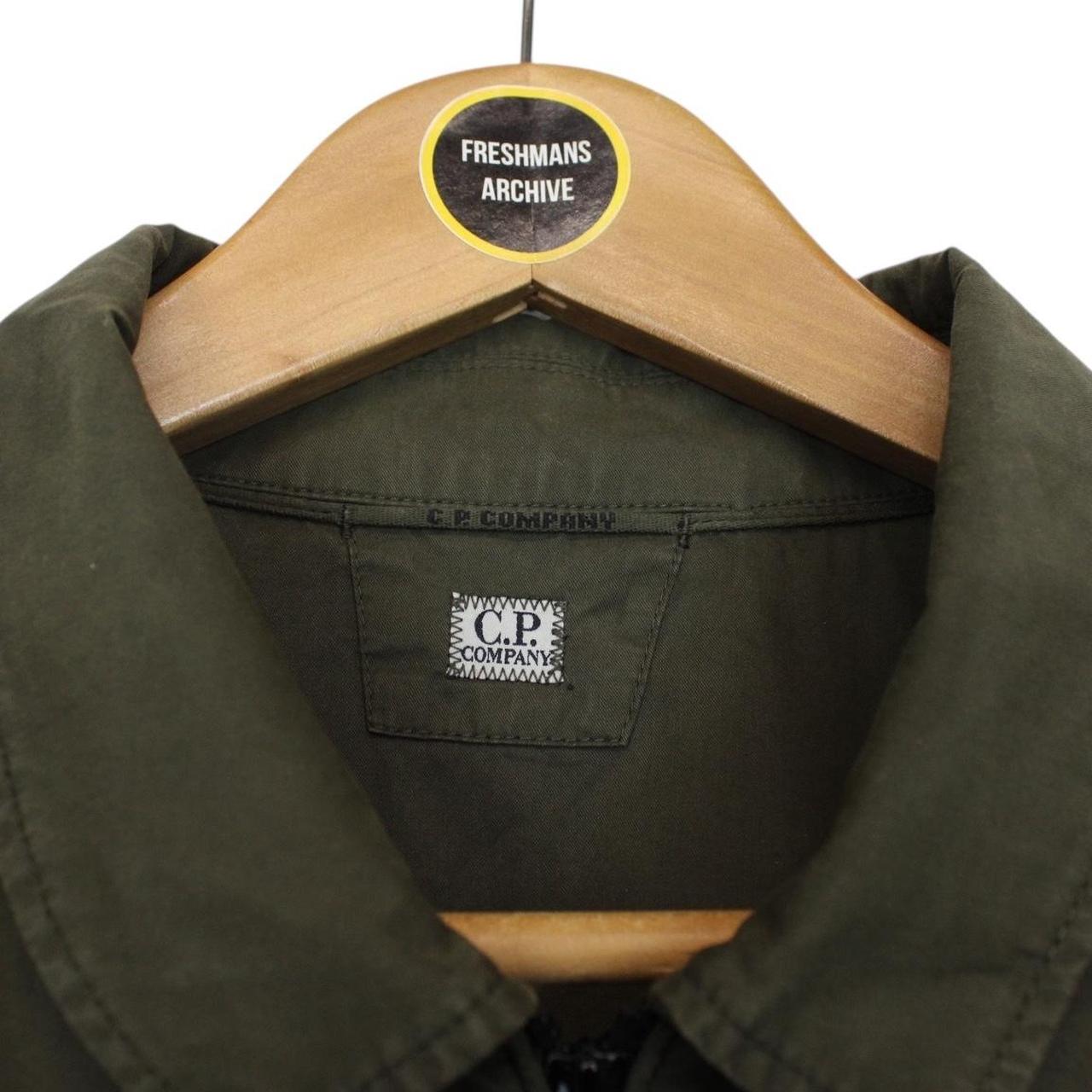CP Company Khaki Green Full Zip Cotton Lens Overshirt Jacket