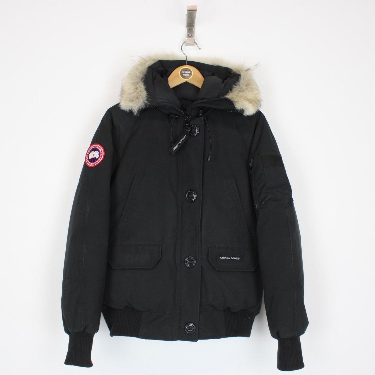 Canada Goose Black Chilliwack Bomber Down Jacket with Fur Trim