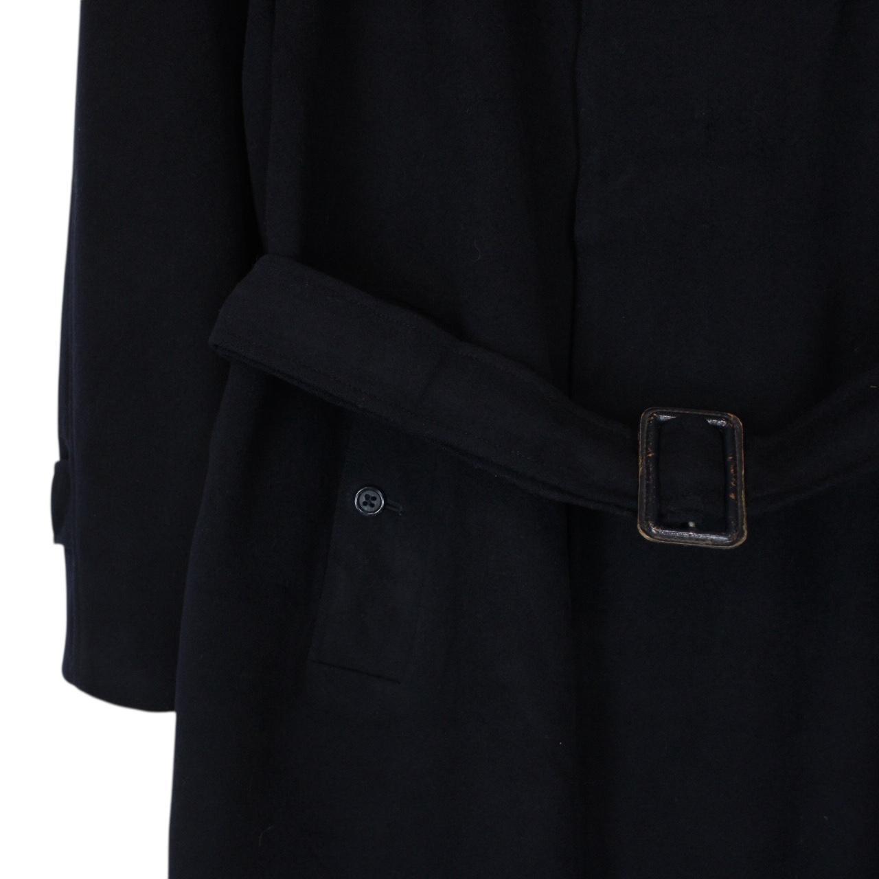 Vintage 90s Burberry Navy Blue Belted Wool Overcoat