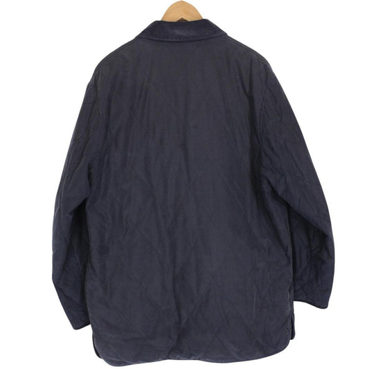 Vintage 90s Burberry Navy Blue Nova Check Lined Quilted Coat