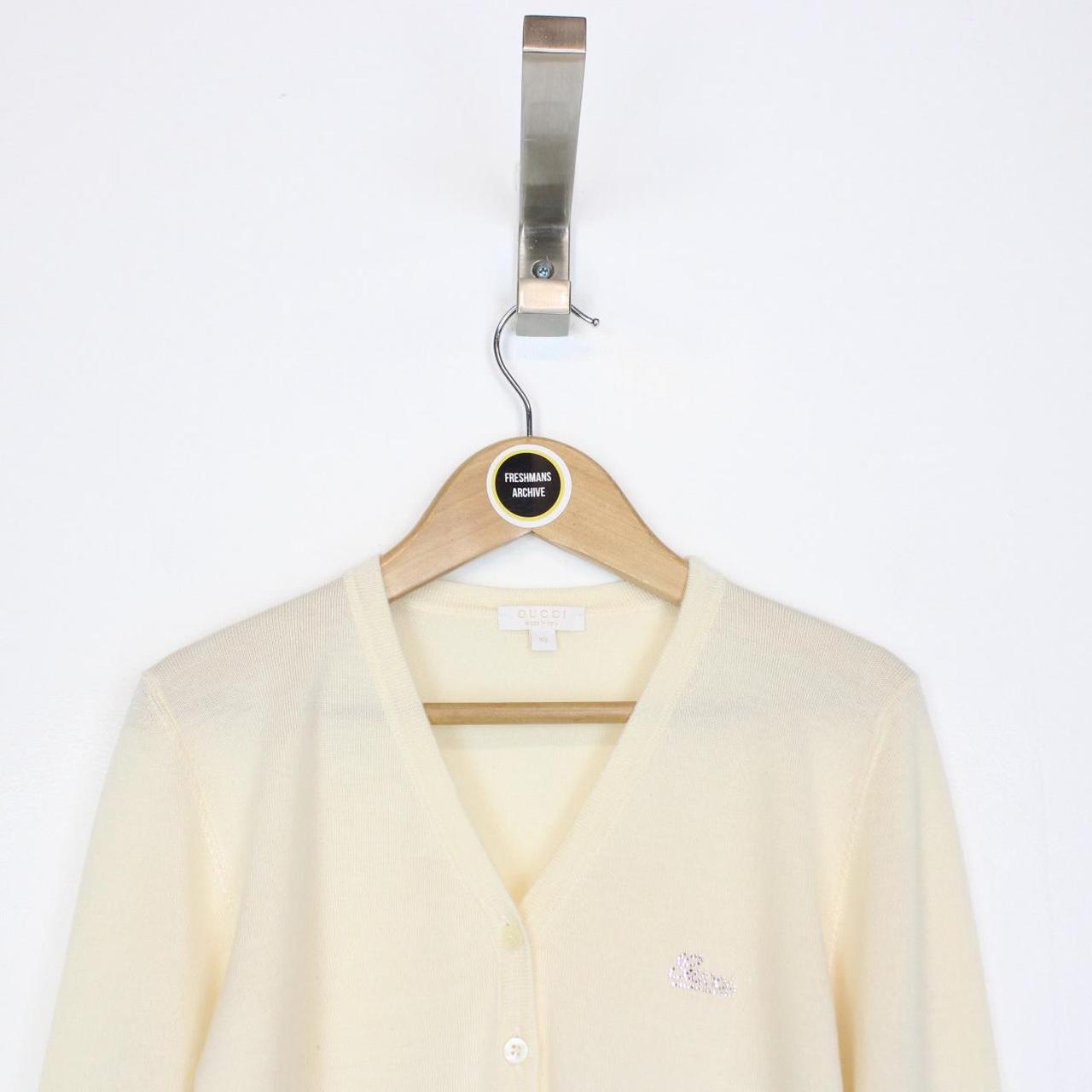 Gucci Cream Silk Cashmere Wool Blend Knit Button Up Cardigan Jumper