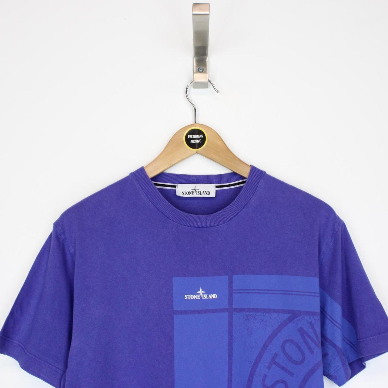 Stone Island AW 2021 Blue Short Sleeve Logo Print Cotton T-Shirt