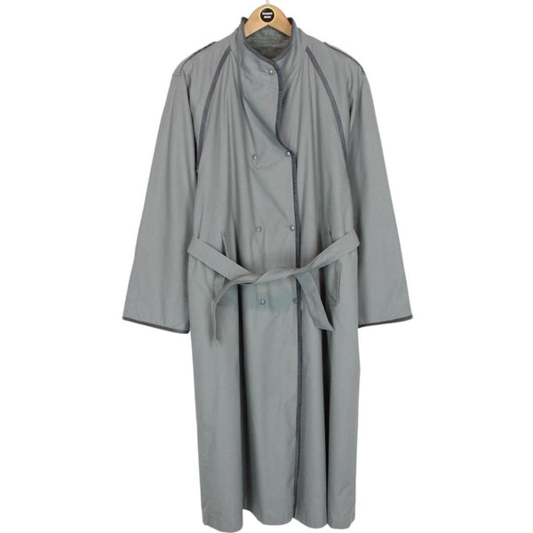 Vintage 80s Burberry Blue Fleece Lined Breasted Trench Coat