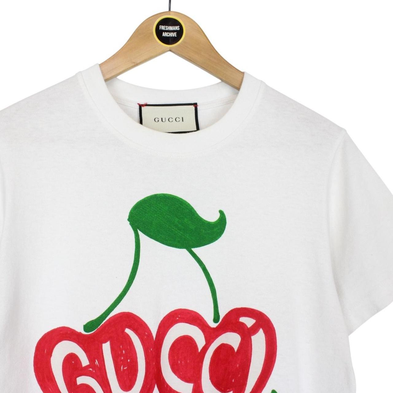 Gucci White Beverly Hills Cherry Print Short Sleeve Cotton T-Shirt